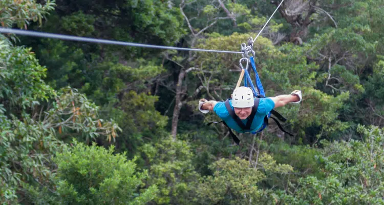 Zipline over the tropical rainforest